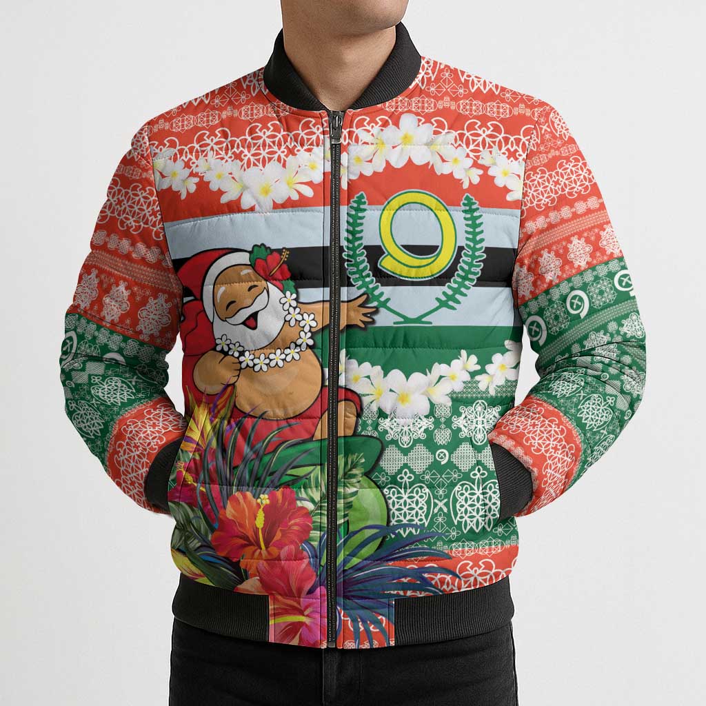 Personalised Penama Joyeux Noel Bomber Puffer Jacket Proud To Be a Ni-Van Sand Drawing Art LT9 - Polynesian Pride