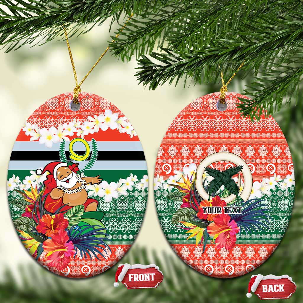 Personalised Penama Joyeux Noel Ceramic Ornament Proud To Be a Ni-Van Sand Drawing Art LT9 Oval Red - Polynesian Pride