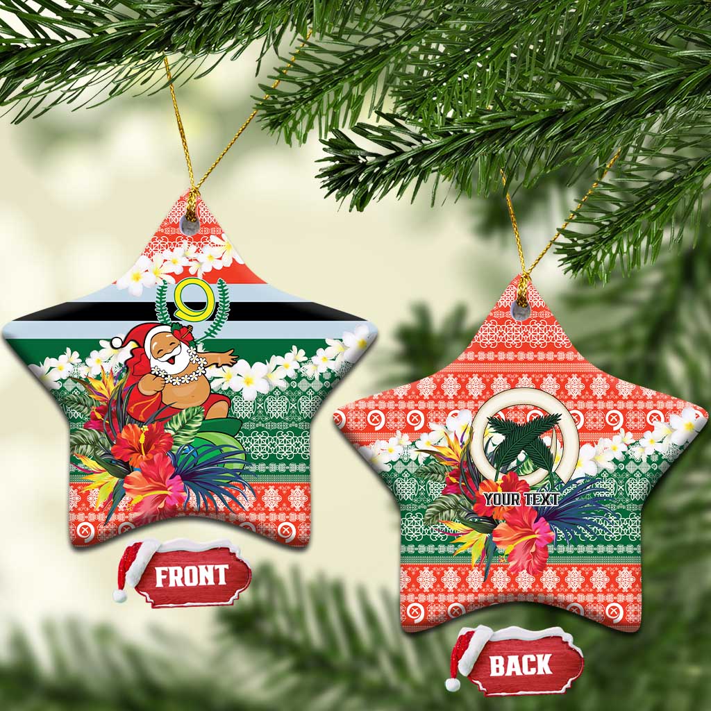 Personalised Penama Joyeux Noel Ceramic Ornament Proud To Be a Ni-Van Sand Drawing Art LT9 Star Red - Polynesian Pride