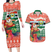 Personalised Penama Joyeux Noel Couples Matching Long Sleeve Bodycon Dress and Hawaiian Shirt Proud To Be a Ni-Van Sand Drawing Art - Polynesian Pride