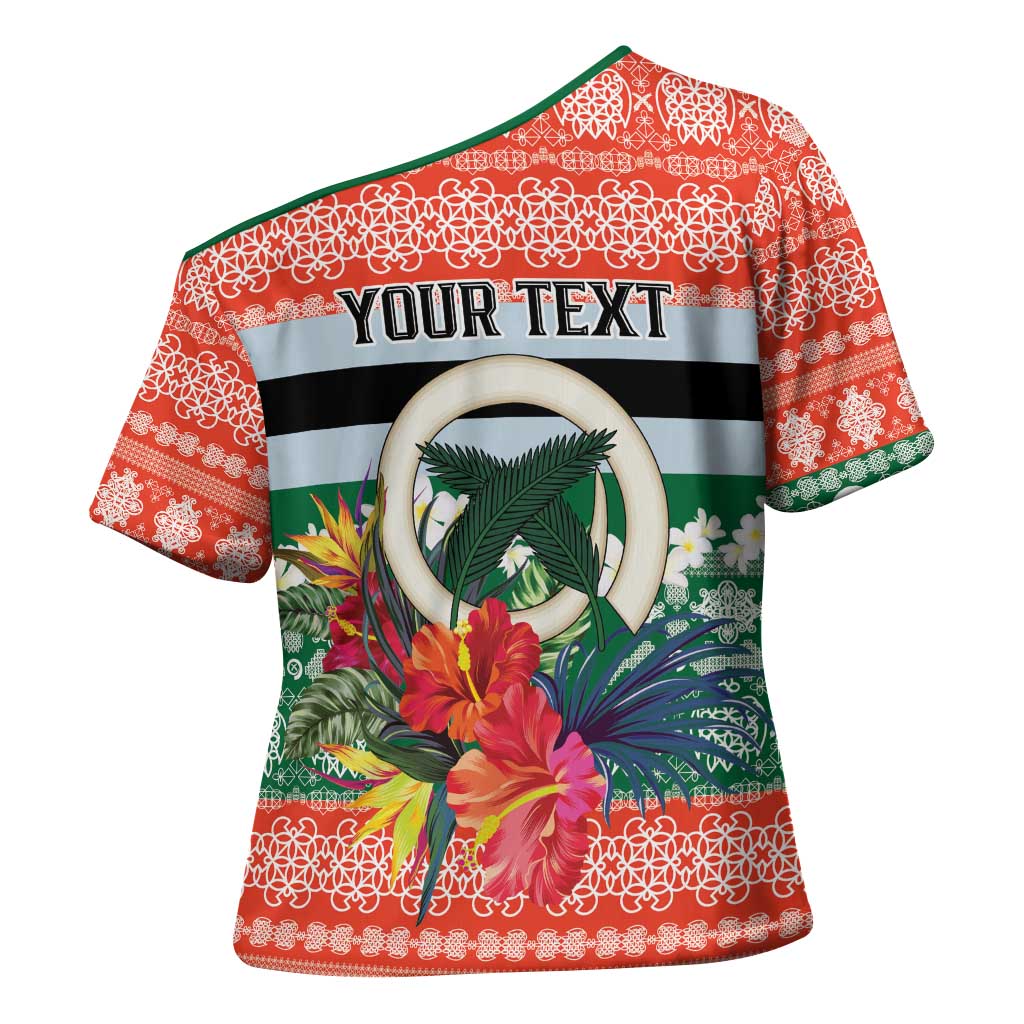 Personalised Penama Joyeux Noel Cross Shoulder Shirt Proud To Be a Ni-Van Sand Drawing Art LT9 - Polynesian Pride