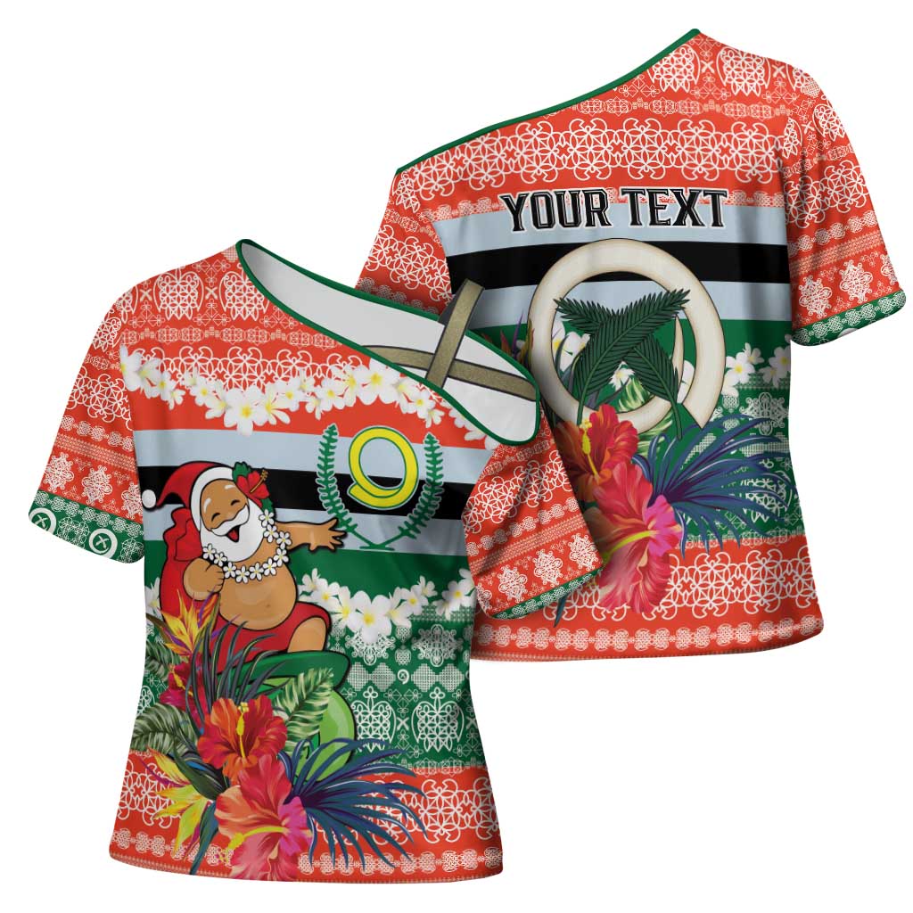 Personalised Penama Joyeux Noel Cross Shoulder Shirt Proud To Be a Ni-Van Sand Drawing Art LT9 - Polynesian Pride
