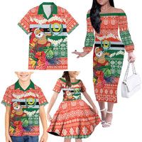 Personalised Penama Joyeux Noel Family Matching Off The Shoulder Long Sleeve Dress and Hawaiian Shirt Proud To Be a Ni-Van Sand Drawing Art - Polynesian Pride