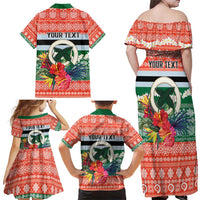 Personalised Penama Joyeux Noel Family Matching Off Shoulder Maxi Dress and Hawaiian Shirt Proud To Be a Ni-Van Sand Drawing Art - Polynesian Pride