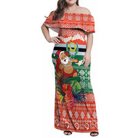 Personalised Penama Joyeux Noel Family Matching Off Shoulder Maxi Dress and Hawaiian Shirt Proud To Be a Ni-Van Sand Drawing Art - Polynesian Pride