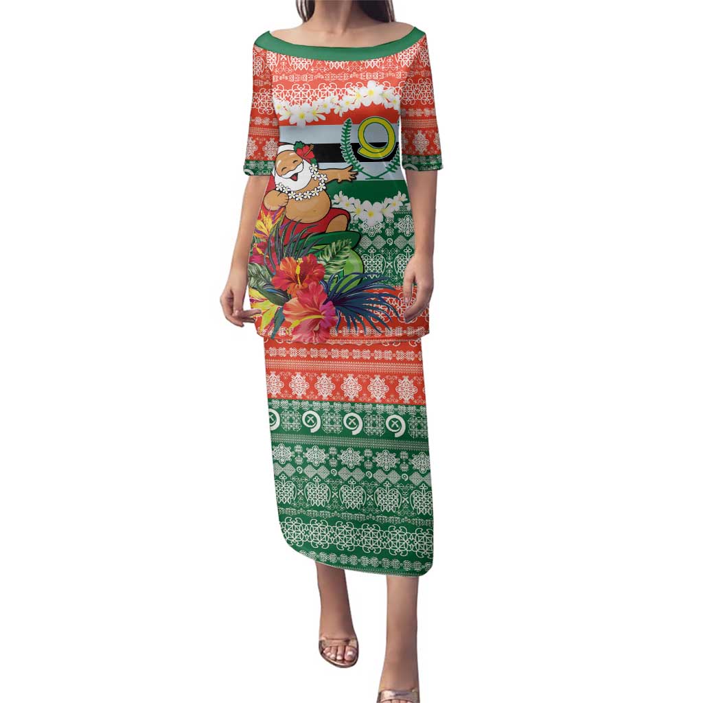 Personalised Penama Joyeux Noel Family Matching Puletasi and Hawaiian Shirt Proud To Be a Ni-Van Sand Drawing Art - Polynesian Pride