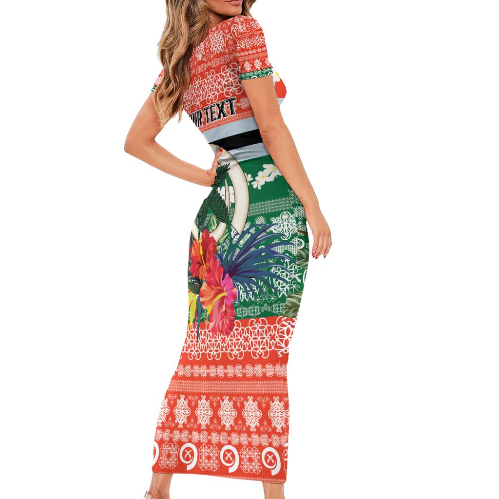 Personalised Penama Joyeux Noel Family Matching Short Sleeve Bodycon Dress and Hawaiian Shirt Proud To Be a Ni-Van Sand Drawing Art - Polynesian Pride