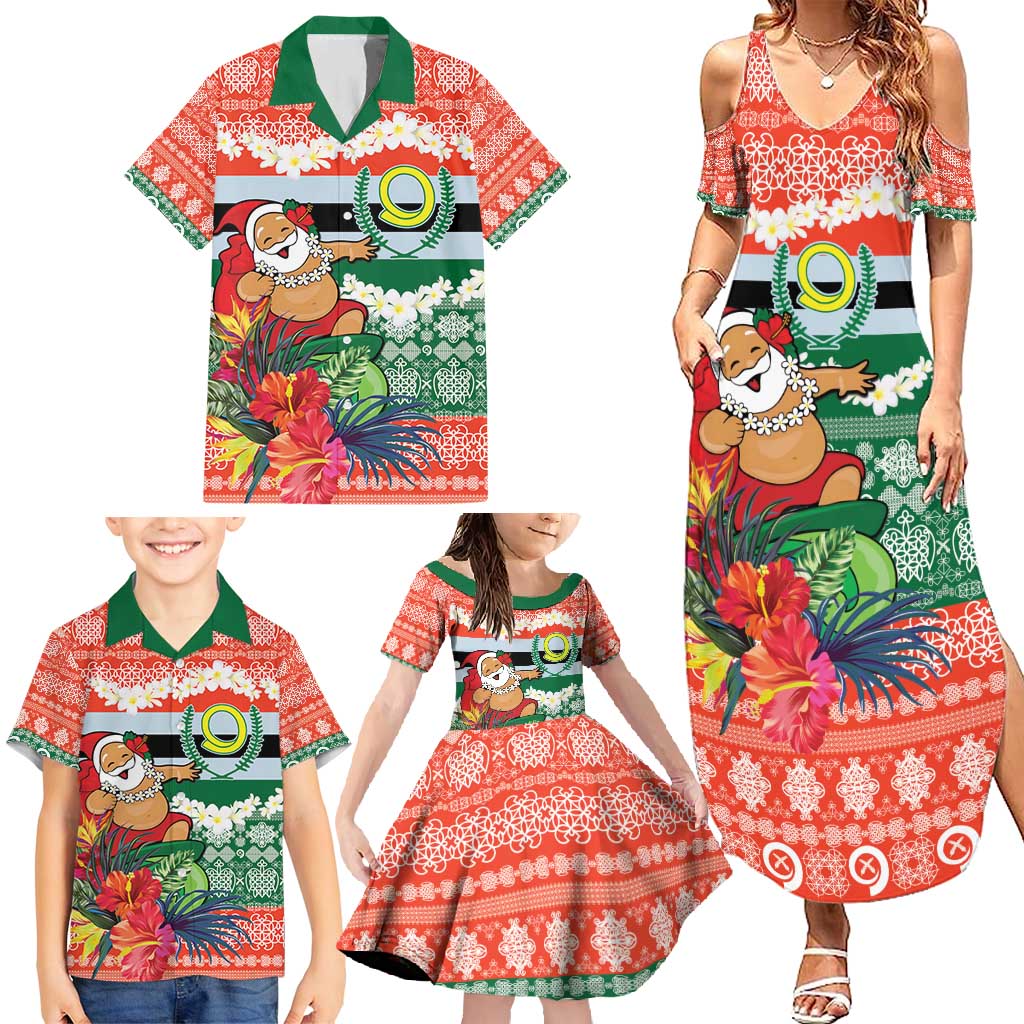 Personalised Penama Joyeux Noel Family Matching Summer Maxi Dress and Hawaiian Shirt Proud To Be a Ni-Van Sand Drawing Art - Polynesian Pride
