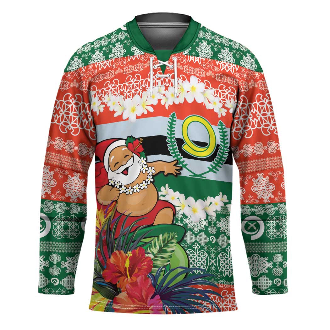 Personalised Penama Joyeux Noel Hockey Jersey Proud To Be a Ni-Van Sand Drawing Art LT9 Unisex Red - Polynesian Pride