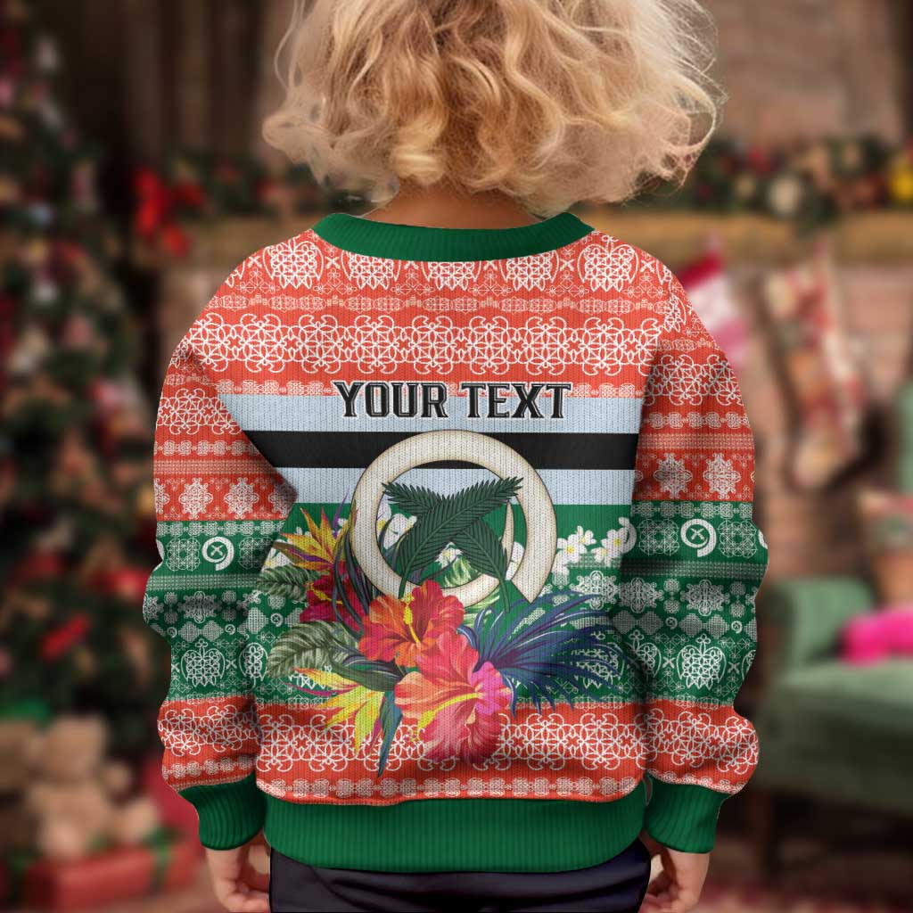Personalised Penama Joyeux Noel Kid Ugly Christmas Sweater Proud To Be a Ni-Van Sand Drawing Art - Polynesian Pride