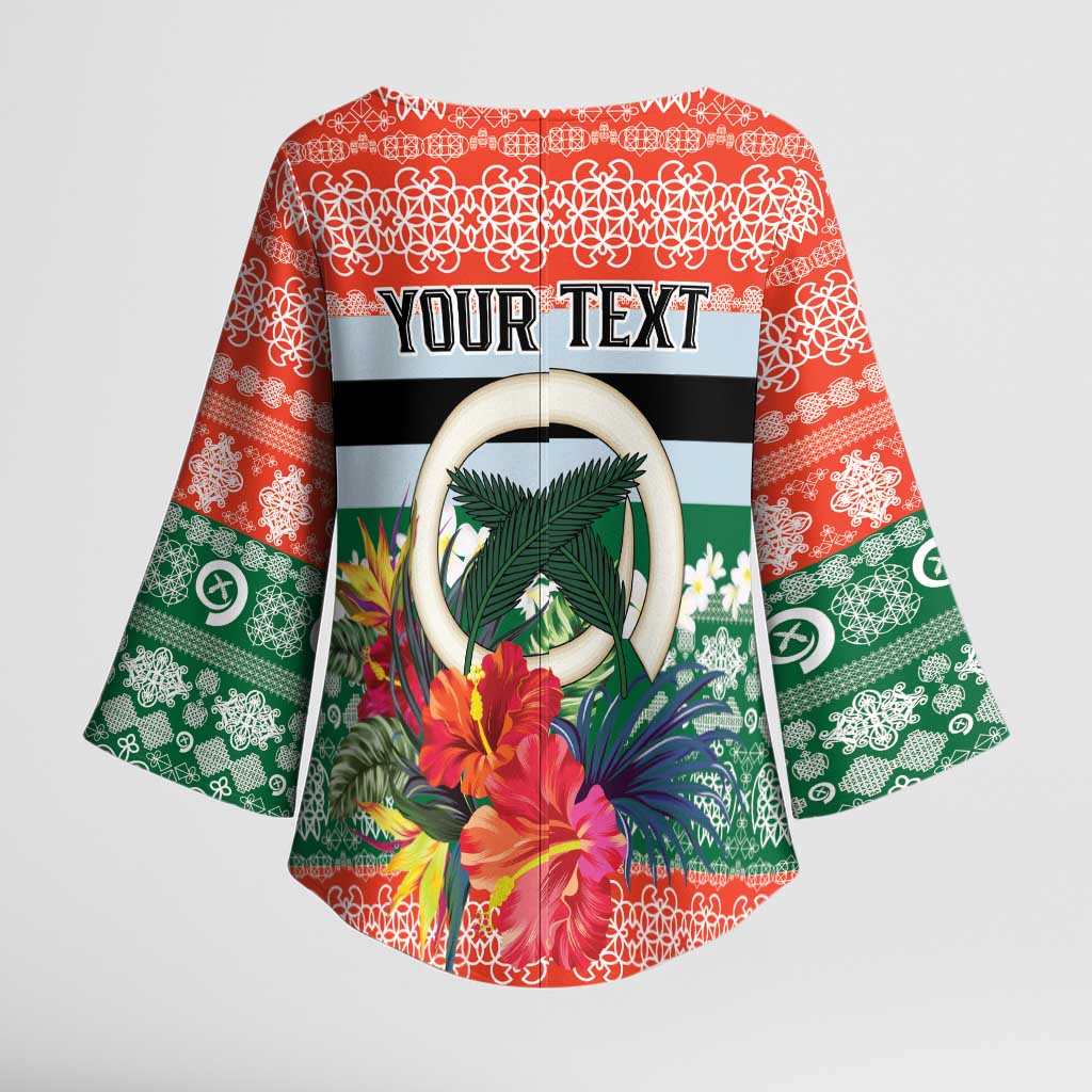 Personalised Penama Joyeux Noel Kimono Sleeve Blouse Proud To Be a Ni-Van Sand Drawing Art LT9 - Polynesian Pride