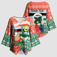 Personalised Penama Joyeux Noel Kimono Sleeve Blouse Proud To Be a Ni-Van Sand Drawing Art LT9 - Polynesian Pride