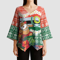 Personalised Penama Joyeux Noel Kimono Sleeve Blouse Proud To Be a Ni-Van Sand Drawing Art LT9 - Polynesian Pride