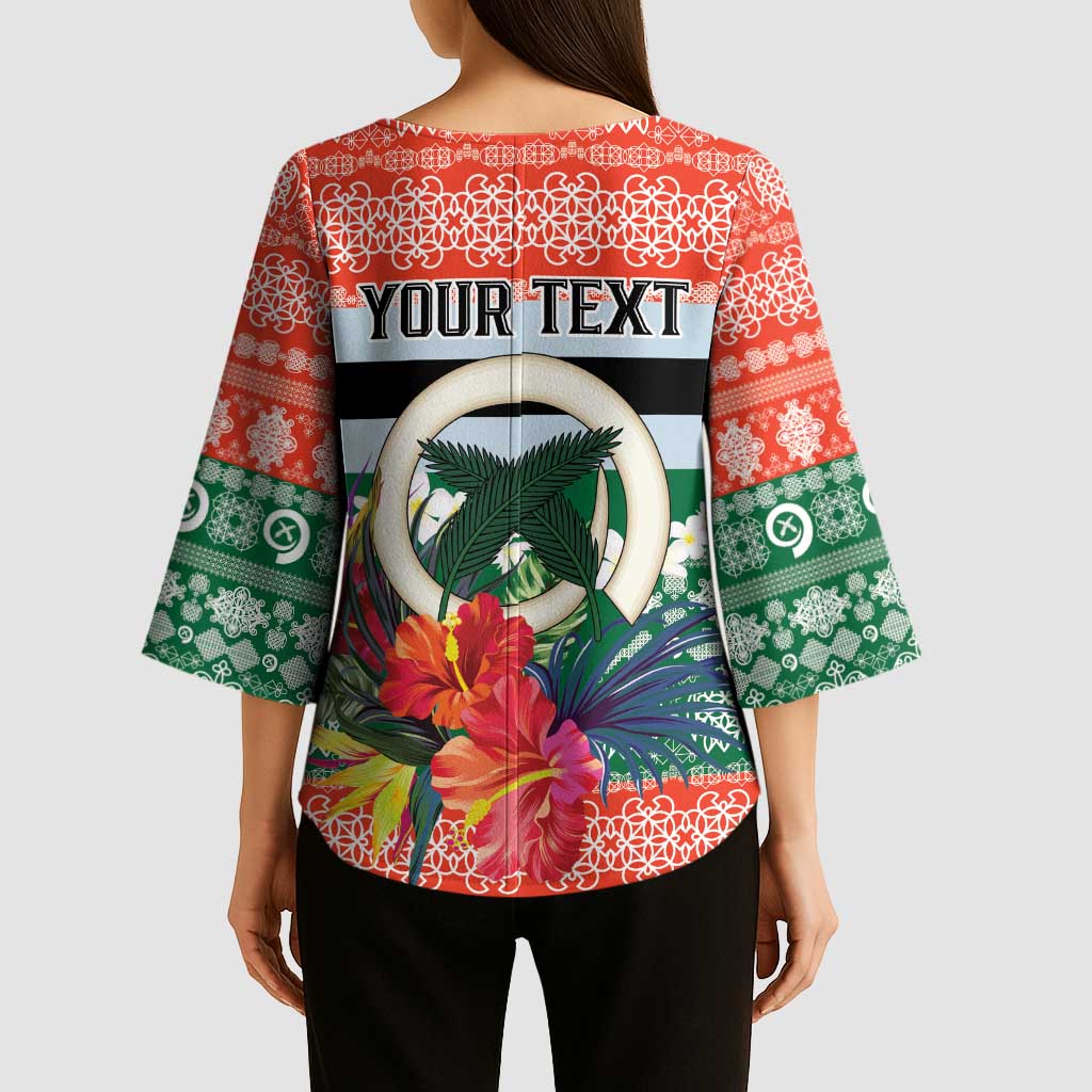 Personalised Penama Joyeux Noel Kimono Sleeve Blouse Proud To Be a Ni-Van Sand Drawing Art LT9 - Polynesian Pride