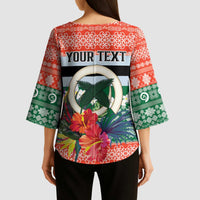 Personalised Penama Joyeux Noel Kimono Sleeve Blouse Proud To Be a Ni-Van Sand Drawing Art LT9 - Polynesian Pride
