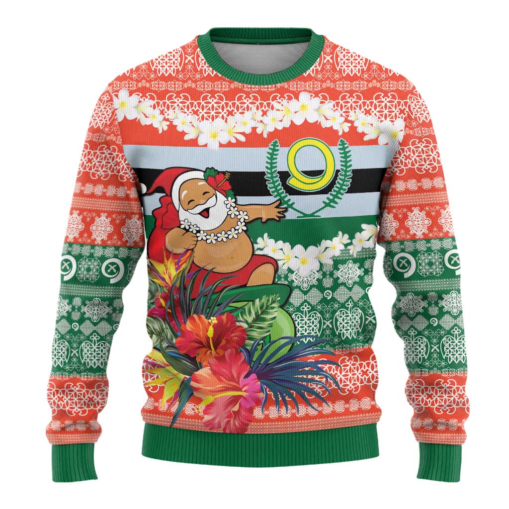 Personalised Penama Joyeux Noel Ugly Christmas Sweater Proud To Be a Ni-Van Sand Drawing Art - Polynesian Pride