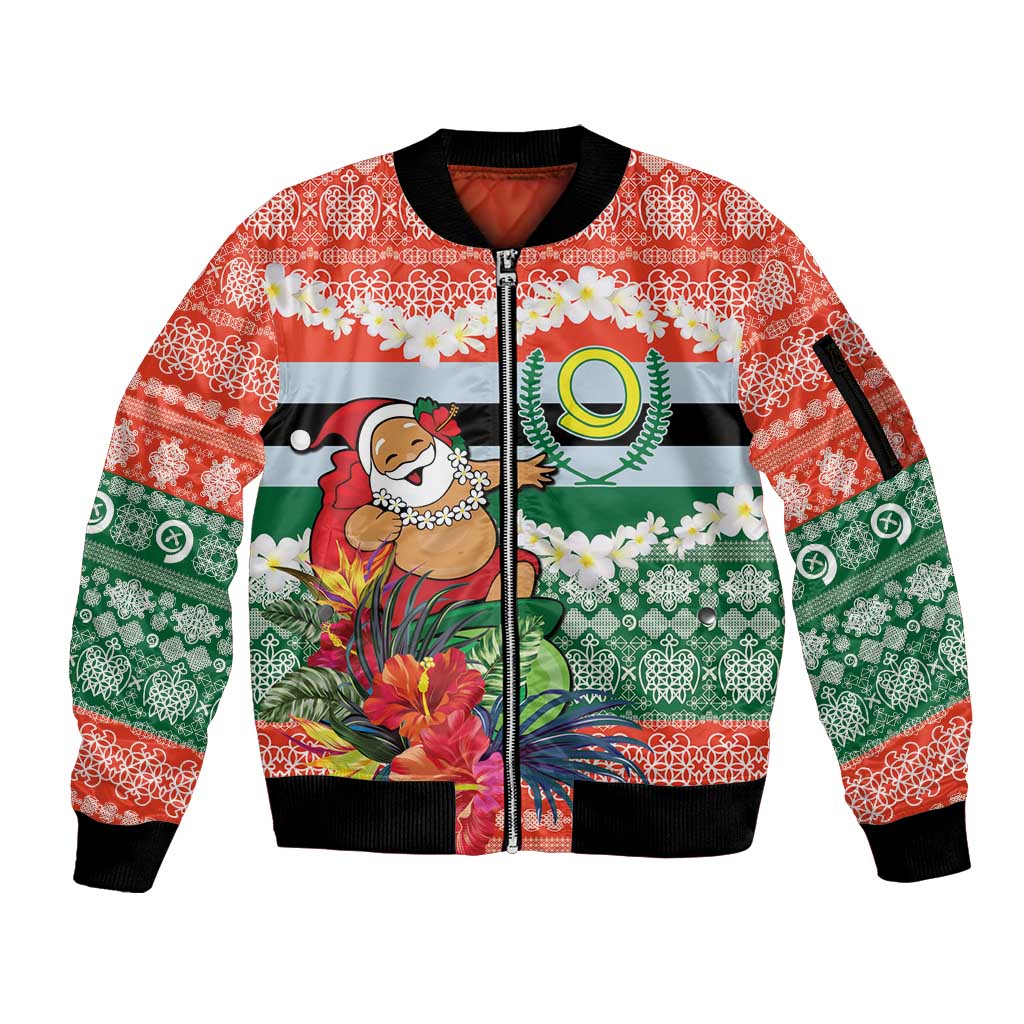 Personalised Penama Joyeux Noel Sleeve Zip Bomber Jacket Proud To Be a Ni-Van Sand Drawing Art - Polynesian Pride