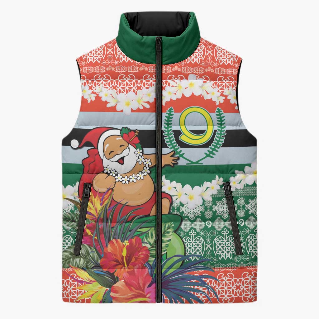 Personalised Penama Joyeux Noel Sleeveless Puffer Jacket Proud To Be a Ni-Van Sand Drawing Art LT9 Unisex Red - Polynesian Pride