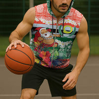 Personalised Penama Joyeux Noel Sleeveless Zip Hoodie Proud To Be a Ni-Van Sand Drawing Art - Polynesian Pride