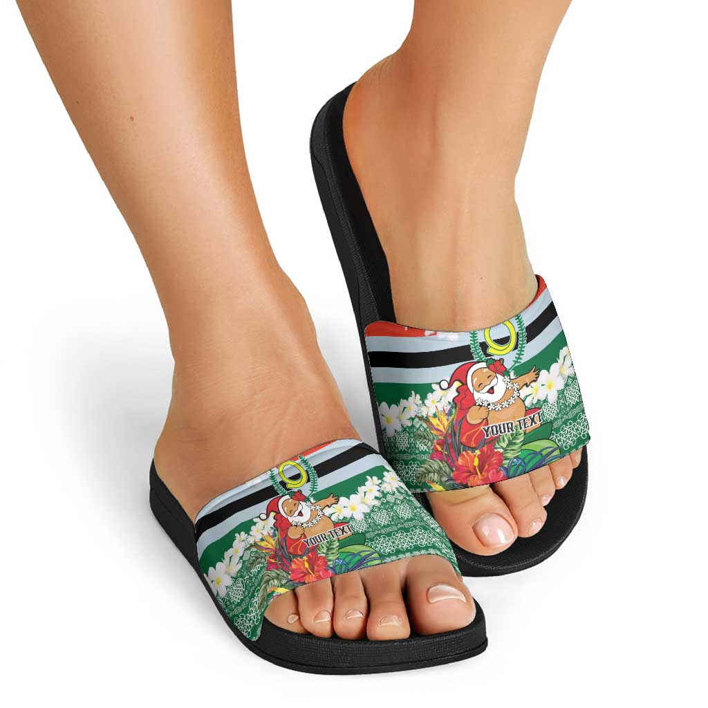 Personalised Penama Joyeux Noel Slide Sandals Proud To Be a Ni-Van Sand Drawing Art - Polynesian Pride