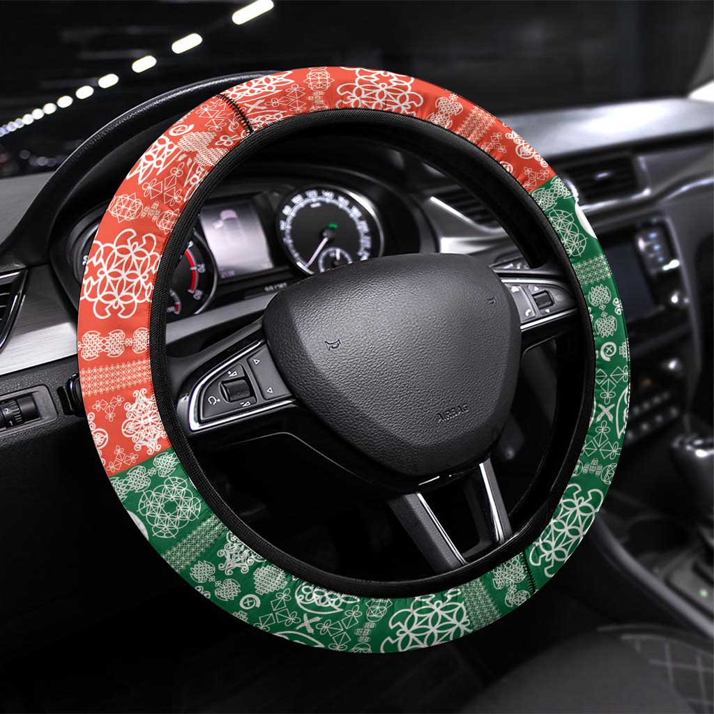 Penama Joyeux Noel Steering Wheel Cover Proud To Be a Ni-Van Sand Drawing Art LT9 Universal Fit Red - Polynesian Pride