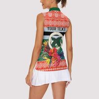 Personalised Penama Joyeux Noel Women Sleeveless Polo Shirt Proud To Be a Ni-Van Sand Drawing Art - Polynesian Pride