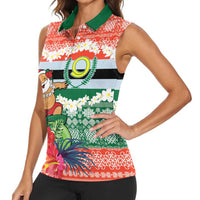 Personalised Penama Joyeux Noel Women Sleeveless Polo Shirt Proud To Be a Ni-Van Sand Drawing Art - Polynesian Pride