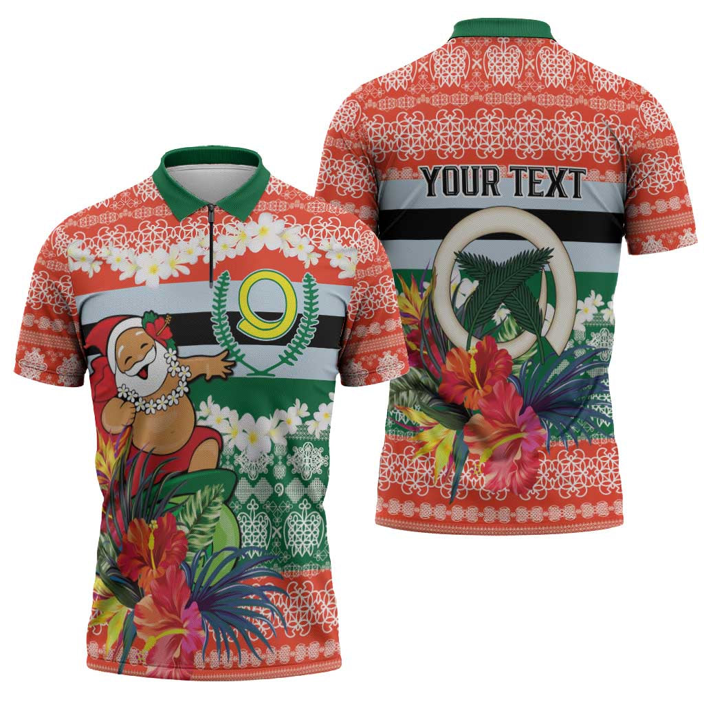 Personalised Penama Joyeux Noel Zipper Polo Shirt Proud To Be a Ni-Van Sand Drawing Art LT9 - Polynesian Pride
