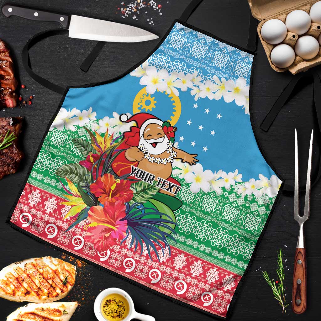 Personalised Sanma Joyeux Noel Apron Proud To Be a Ni-Van Sand Drawing Art LT9 Blue - Polynesian Pride