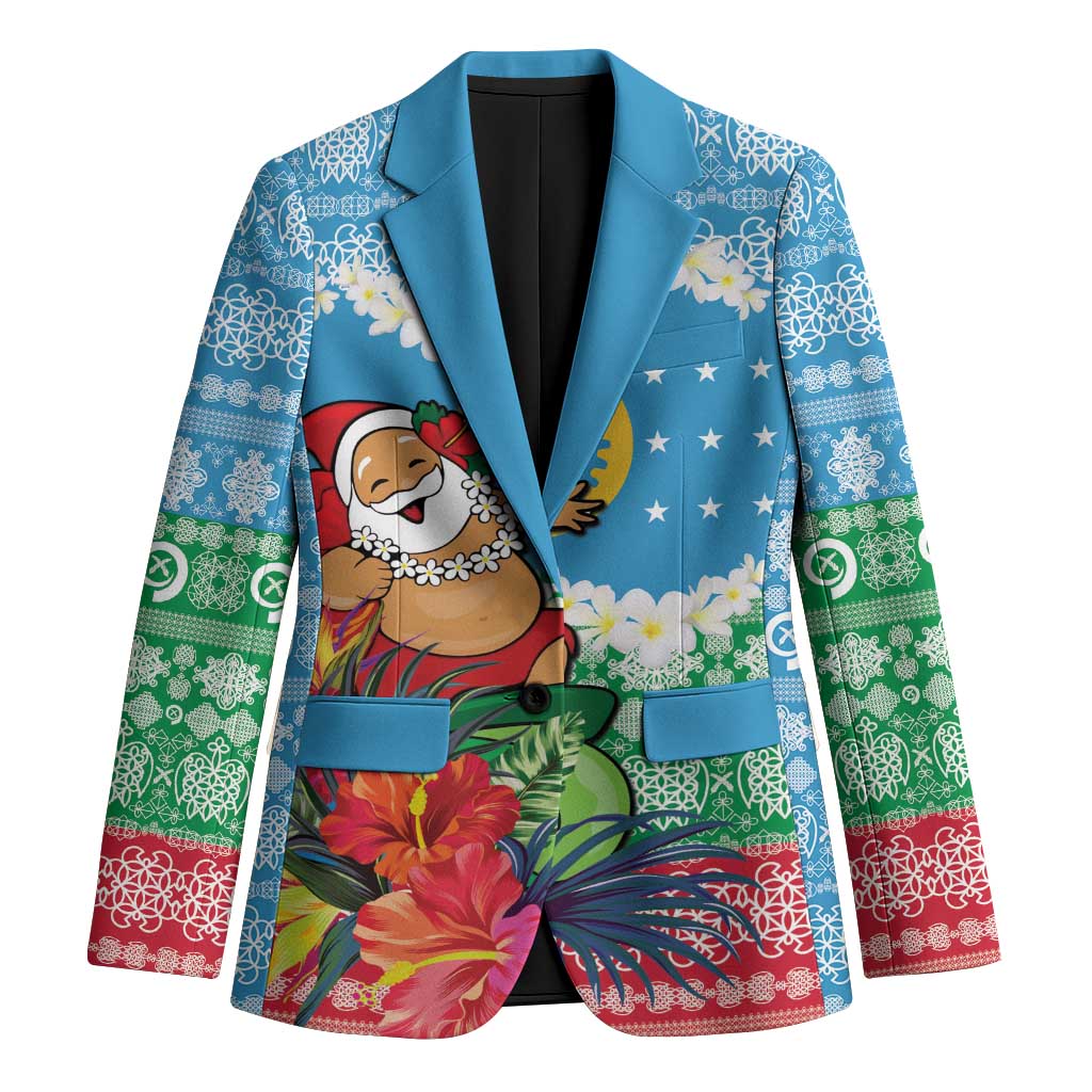 Personalised Sanma Joyeux Noel Blazer Proud To Be a Ni-Van Sand Drawing Art LT9 Unisex Blue - Polynesian Pride