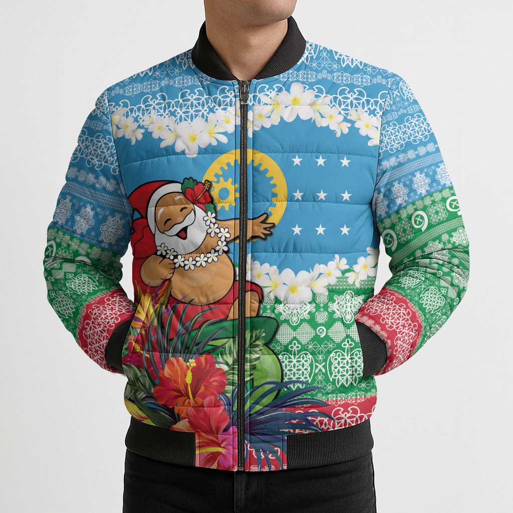 Personalised Sanma Joyeux Noel Bomber Puffer Jacket Proud To Be a Ni-Van Sand Drawing Art LT9 - Polynesian Pride