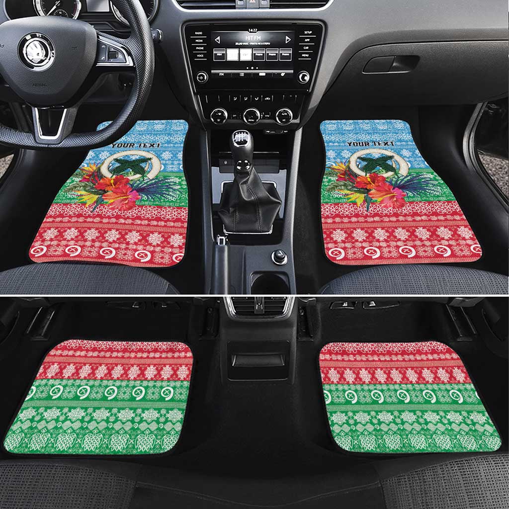 Personalised Sanma Joyeux Noel Car Mats Proud To Be a Ni-Van Sand Drawing Art LT9 Set 4pcs Blue - Polynesian Pride