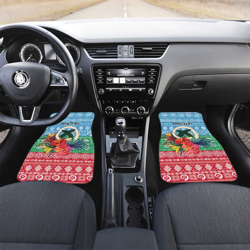 Personalised Sanma Joyeux Noel Car Mats Proud To Be a Ni-Van Sand Drawing Art LT9 Set 2pcs - Front Blue - Polynesian Pride