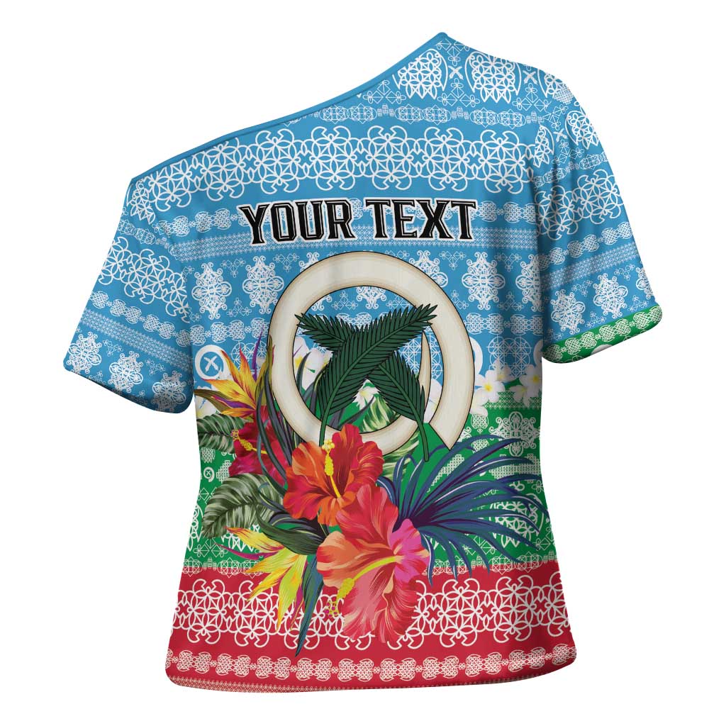 Personalised Sanma Joyeux Noel Cross Shoulder Shirt Proud To Be a Ni-Van Sand Drawing Art LT9 - Polynesian Pride
