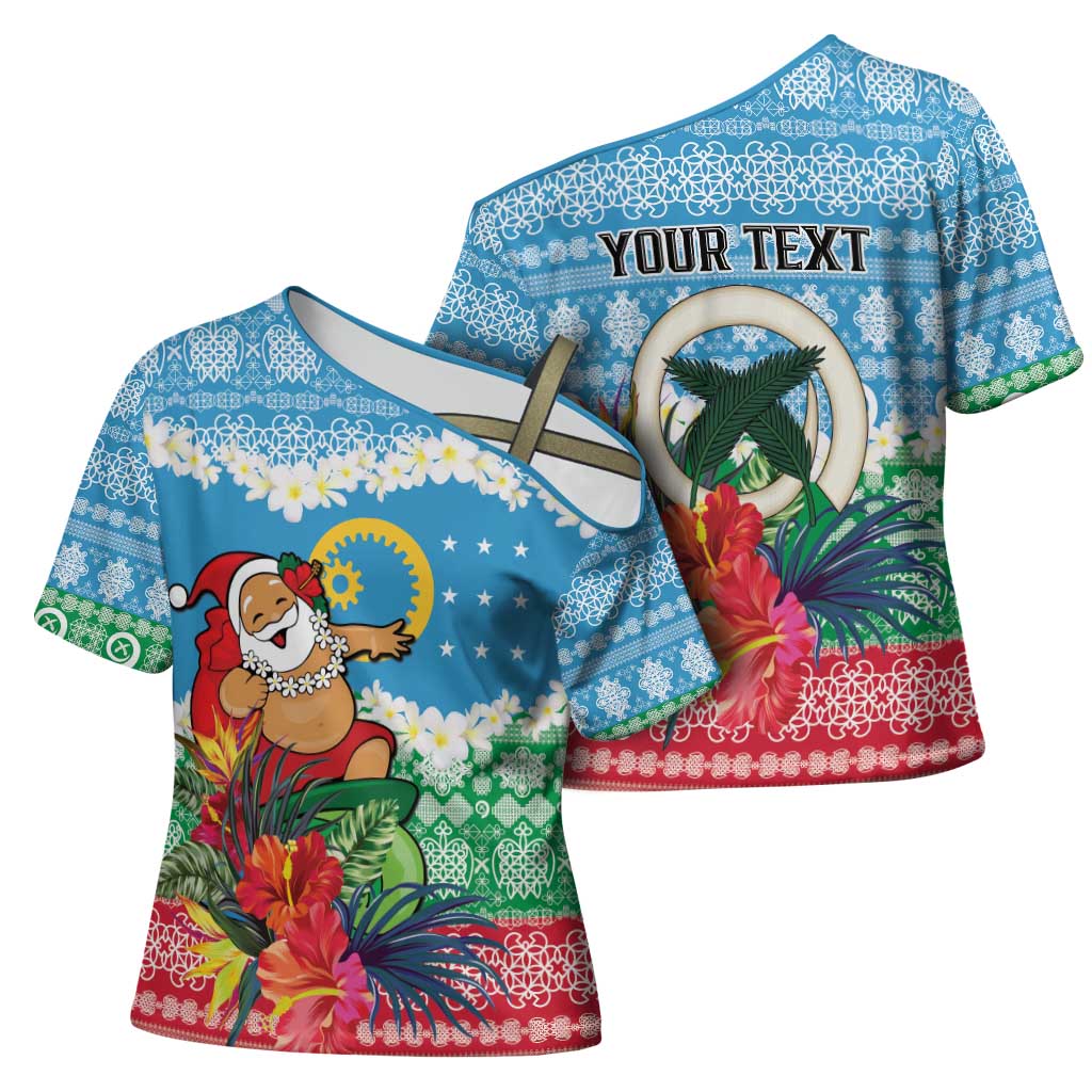 Personalised Sanma Joyeux Noel Cross Shoulder Shirt Proud To Be a Ni-Van Sand Drawing Art LT9 - Polynesian Pride