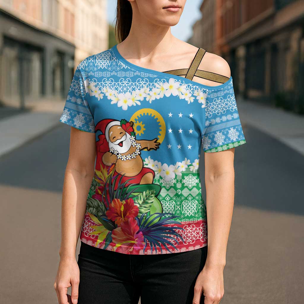 Personalised Sanma Joyeux Noel Cross Shoulder Shirt Proud To Be a Ni-Van Sand Drawing Art LT9 - Polynesian Pride