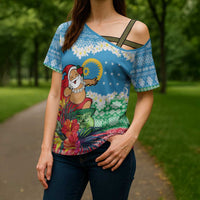Personalised Sanma Joyeux Noel Cross Shoulder Shirt Proud To Be a Ni-Van Sand Drawing Art LT9 - Polynesian Pride