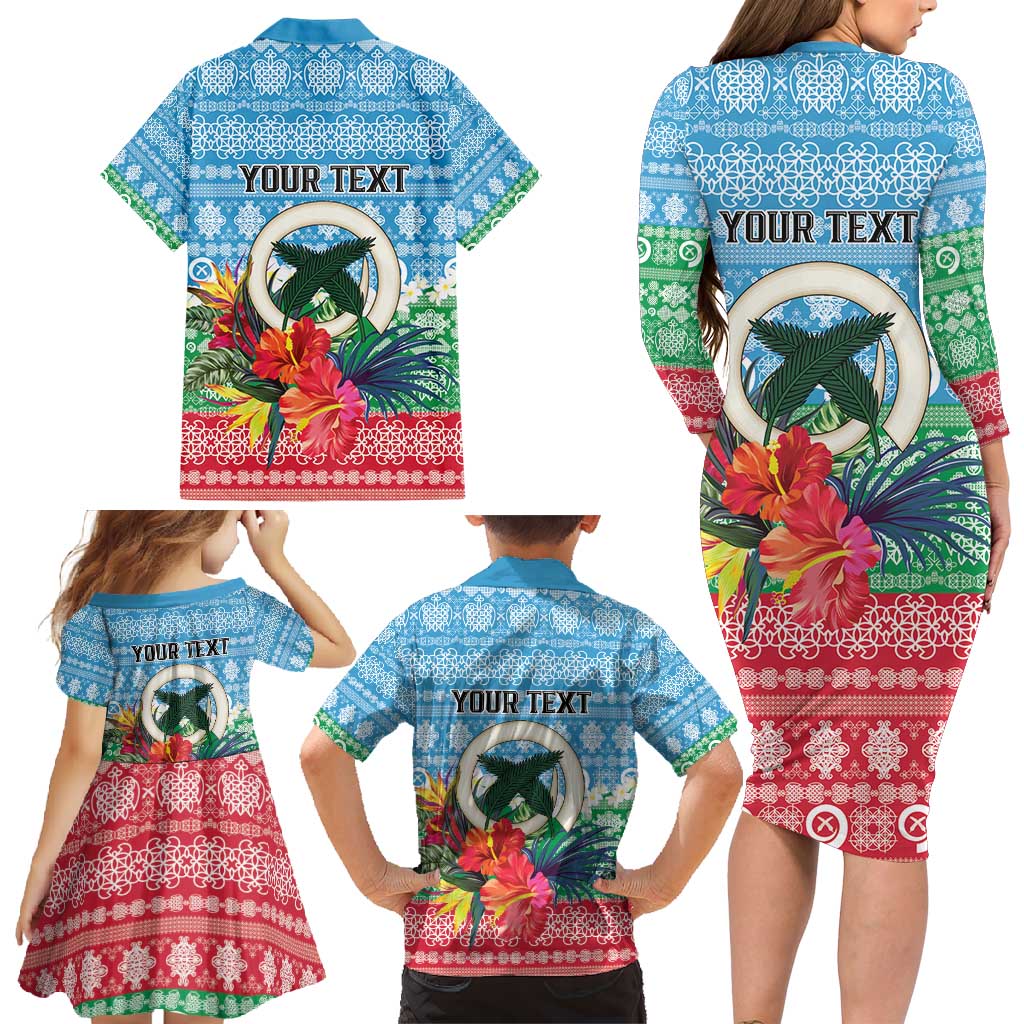 Personalised Sanma Joyeux Noel Family Matching Long Sleeve Bodycon Dress and Hawaiian Shirt Proud To Be a Ni-Van Sand Drawing Art - Polynesian Pride