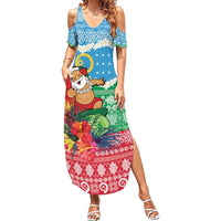 Personalised Sanma Joyeux Noel Family Matching Summer Maxi Dress and Hawaiian Shirt Proud To Be a Ni-Van Sand Drawing Art - Polynesian Pride