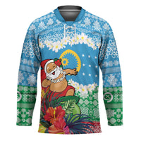 Personalised Sanma Joyeux Noel Hockey Jersey Proud To Be a Ni-Van Sand Drawing Art LT9 Unisex Blue - Polynesian Pride