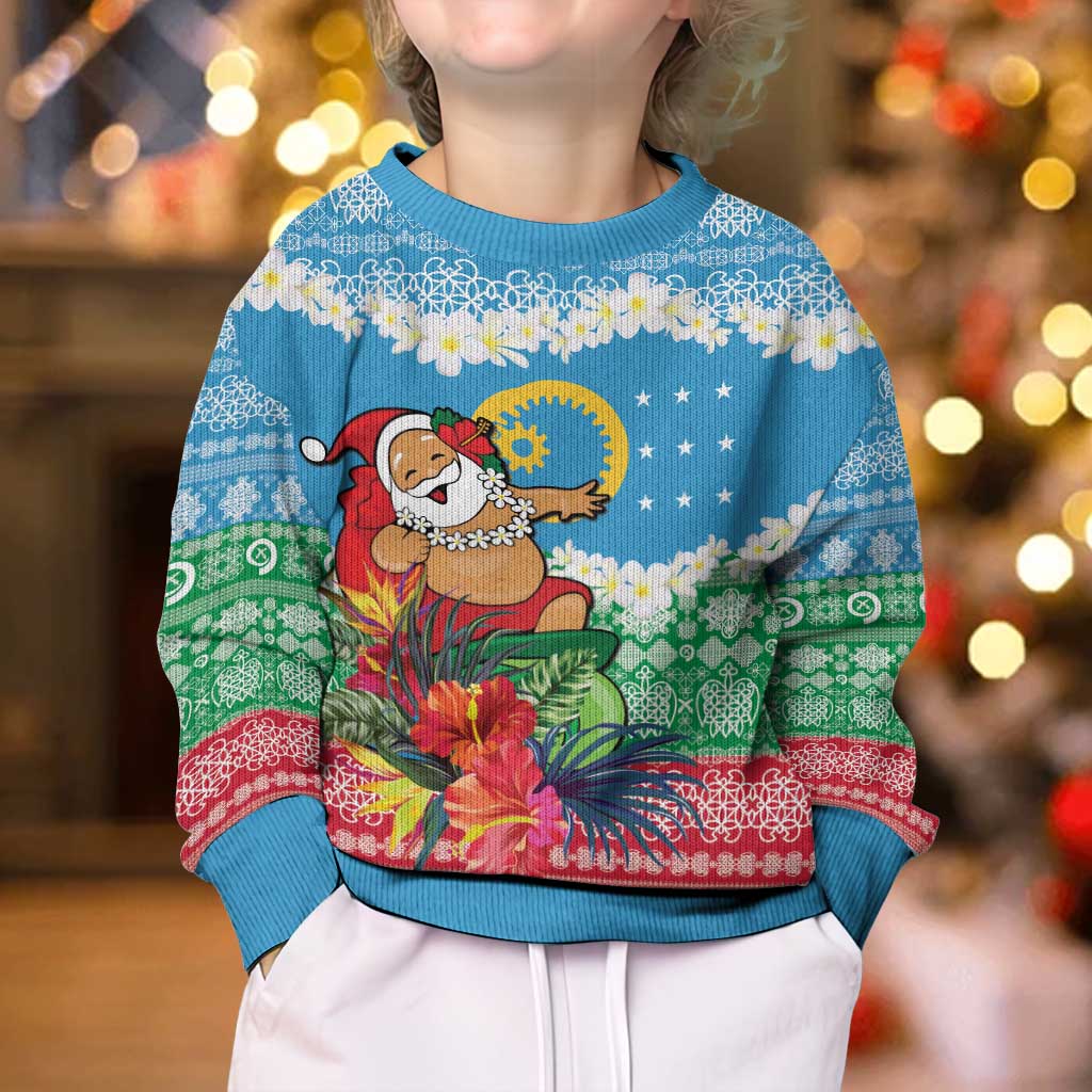 Personalised Sanma Joyeux Noel Kid Ugly Christmas Sweater Proud To Be a Ni-Van Sand Drawing Art - Polynesian Pride