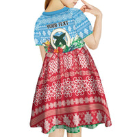 Personalised Sanma Joyeux Noel Kid Short Sleeve Dress Proud To Be a Ni-Van Sand Drawing Art - Polynesian Pride