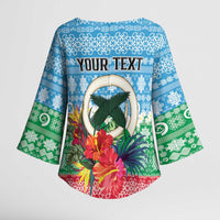 Personalised Sanma Joyeux Noel Kimono Sleeve Blouse Proud To Be a Ni-Van Sand Drawing Art LT9 - Polynesian Pride