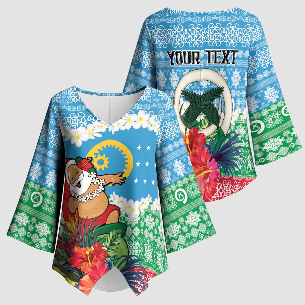 Personalised Sanma Joyeux Noel Kimono Sleeve Blouse Proud To Be a Ni-Van Sand Drawing Art LT9 - Polynesian Pride