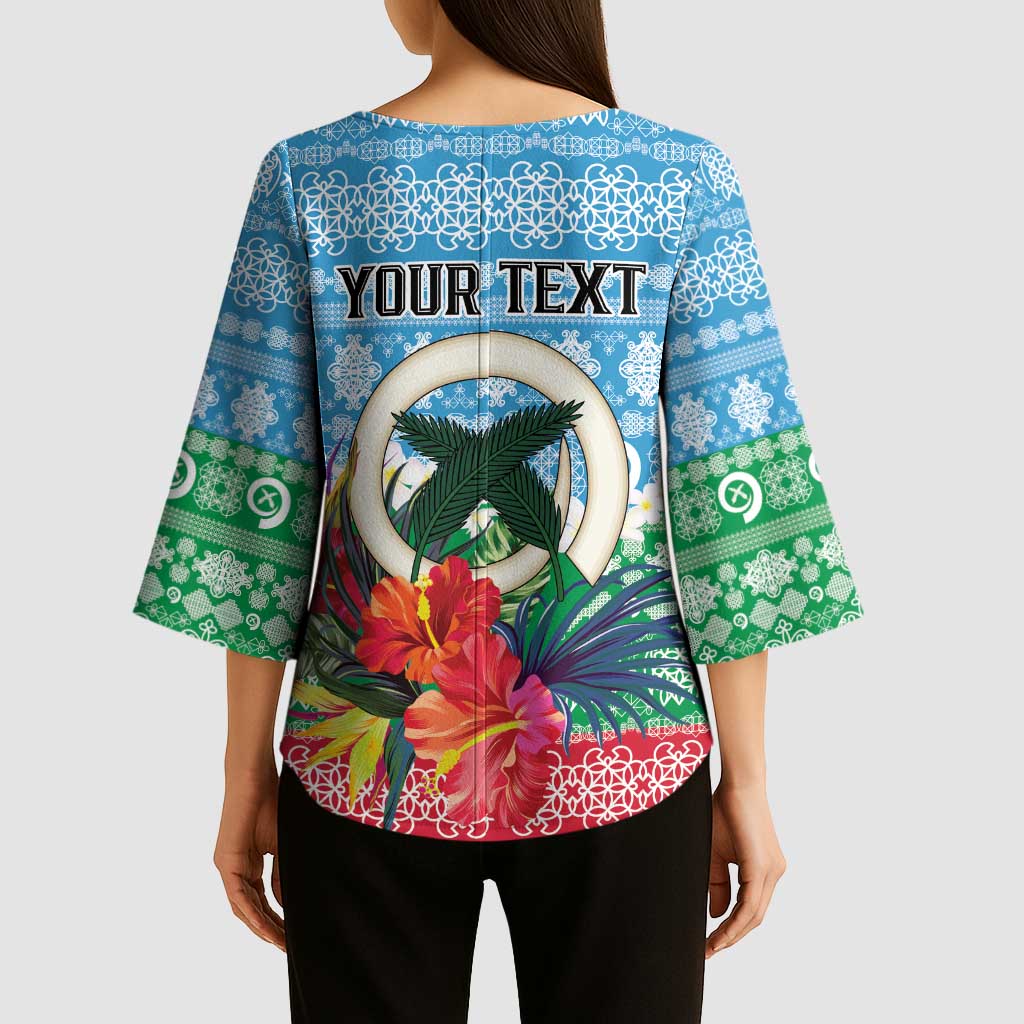 Personalised Sanma Joyeux Noel Kimono Sleeve Blouse Proud To Be a Ni-Van Sand Drawing Art LT9 - Polynesian Pride
