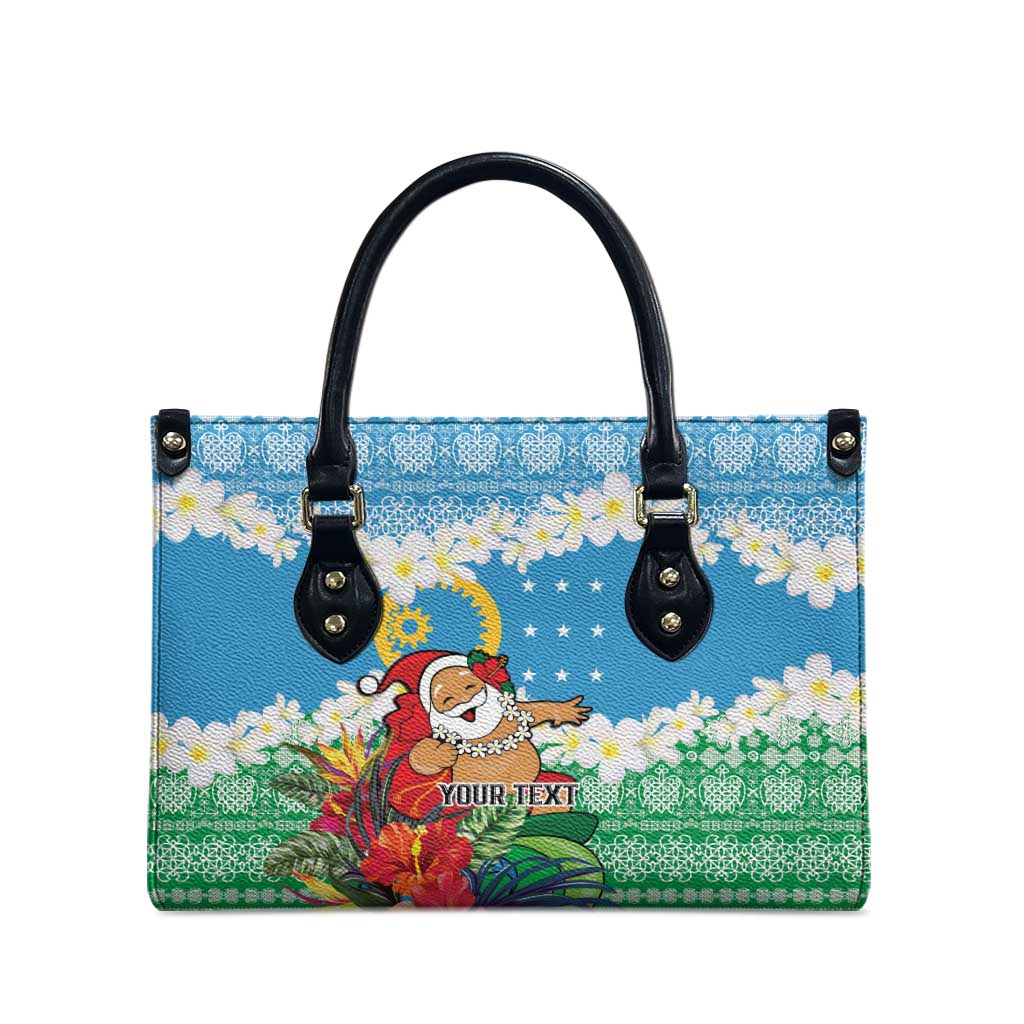 Personalised Sanma Joyeux Noel Leather Bag Proud To Be a Ni-Van Sand Drawing Art - Polynesian Pride