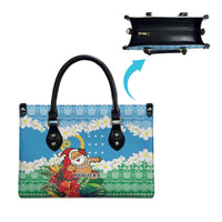 Personalised Sanma Joyeux Noel Leather Bag Proud To Be a Ni-Van Sand Drawing Art - Polynesian Pride