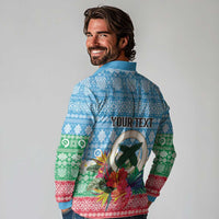 Personalised Sanma Joyeux Noel Long Sleeve Polo Shirt Proud To Be a Ni-Van Sand Drawing Art LT9 - Polynesian Pride