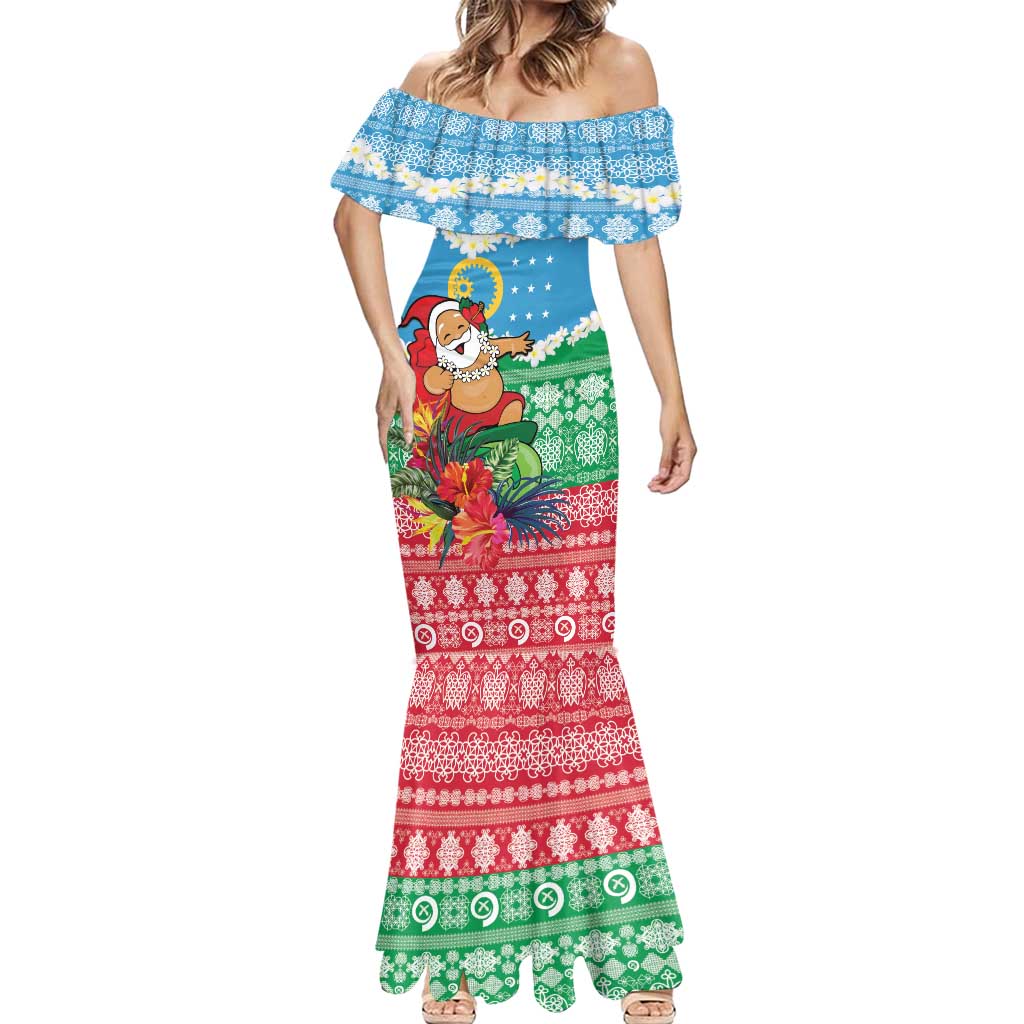 Personalised Sanma Joyeux Noel Mermaid Dress Proud To Be a Ni-Van Sand Drawing Art - Polynesian Pride