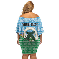 Personalised Sanma Joyeux Noel Off Shoulder Short Dress Proud To Be a Ni-Van Sand Drawing Art - Polynesian Pride